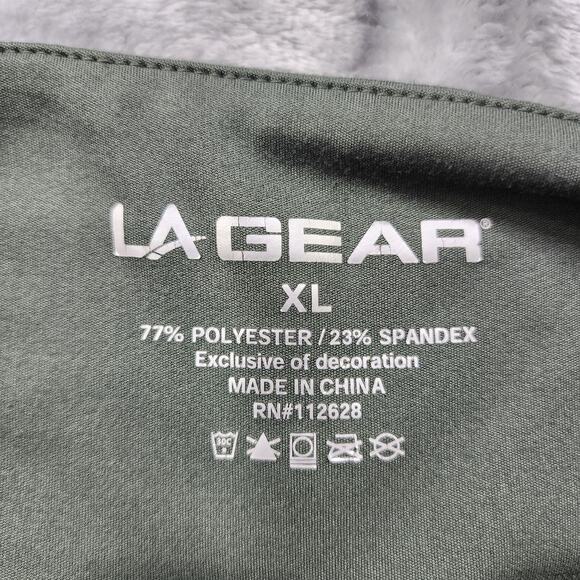 LA Gear Leggings Womens XL Green Pull On Side Zip Pocket Ankle Yoga Workout Gym - Picture 4 of 9